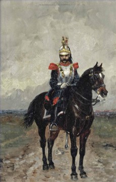  Ernest Oil Painting - A French cuirassier Ernest Meissonier Academic